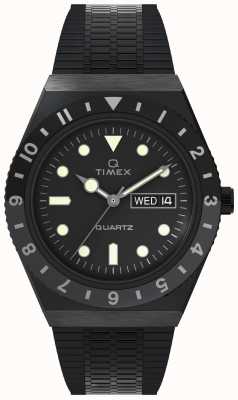 Timex Черный корпус в стиле Q diver, черный циферблат, черный ремешок TW2U61600