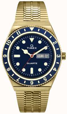 Timex Золотой корпус в стиле Q diver, синий циферблат, золотой ремешок TW2U62000