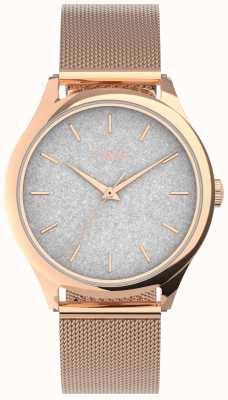 Timex Корпус из розового золота с серебристым циферблатом и браслетом из розового золота TW2V01400