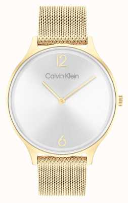 Calvin Klein 2-часовой серебряный циферблат | золотой сетчатый браслет из нержавеющей стали 25200003