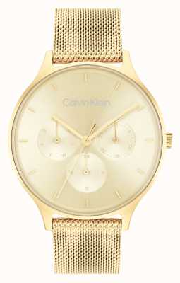 Calvin Klein Многофункциональные стальные золотые часы с днем и датой 25200103