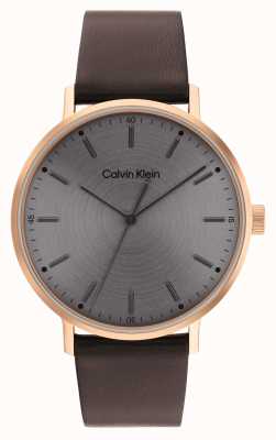 Calvin Klein мужской солнечный серый циферблат | коричневый кожаный ремешок 25200051