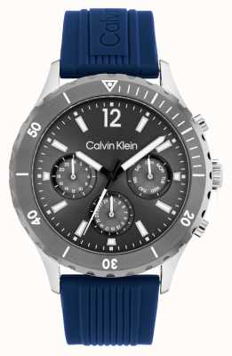 Calvin Klein Мужские часы с хронографом на синем силиконовом ремешке 25200120