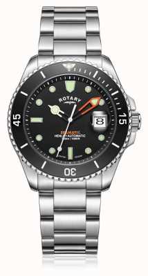 Rotary Мужские часы Henley Seamatic с автоматическим черным циферблатом GB05430/04
