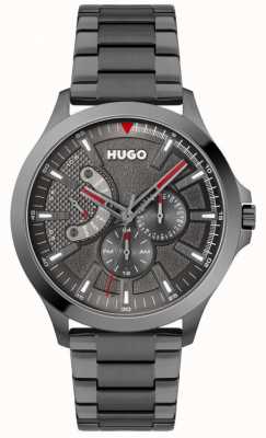 hugo men's discover chronograph gunmetal bracelet watch