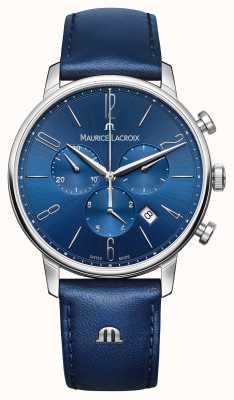 Maurice Lacroix Часы Eliros с хронографом в синей коже EL1098-SS001-420-4