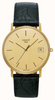 Tissot Goldrun Hesalite 18-каратного золота черный кожаный ремешок T71340121