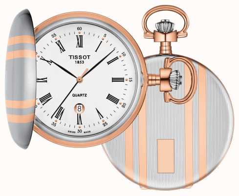 Tissot Кварцевые двухцветные карманные часы Savonette цвета розового золота T8624102901300