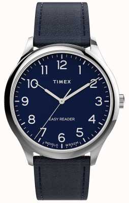 Timex мужские | легкий читатель | темно-синий циферблат | темно-синий кожаный ремешок TW2V27900