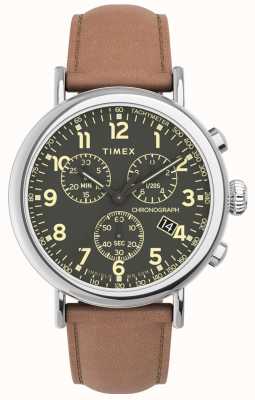 Timex Стандартный хроно-коричневый кожаный ремешок TW2V27500