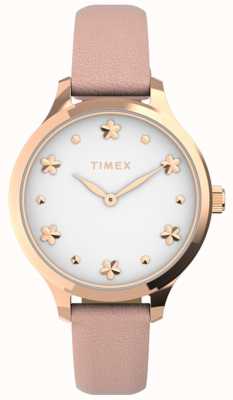 Timex женский пейтон | белый циферблат | розовый кожаный ремешок TW2V23700