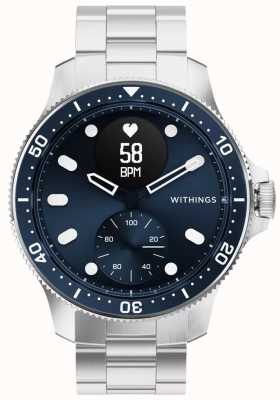 Withings Scanwatch Horizon - гибридные умные часы с синим гибридным циферблатом ЭКГ (43 мм)/нержавеющая сталь HWA09-MODEL 7-ALL-INT