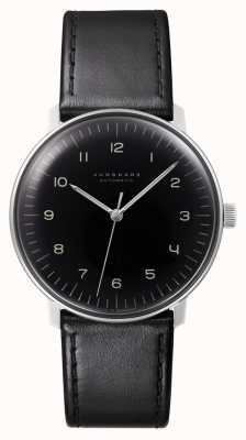 Junghans Мужские часы Max Bill автоматические с сапфировым стеклом, черная кожа 27/3400.02