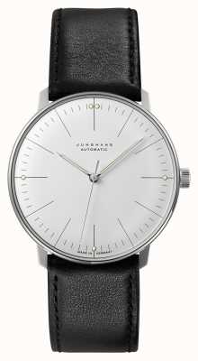 Junghans Мужские часы Max Bill с автоматическим переключением, черный кожаный ремешок с сапфировым стеклом 27/3501.02