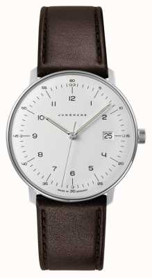 Junghans Мужские часы Max Bill с кварцевым коричневым кожаным циферблатом и белым циферблатом 41/4461.02
