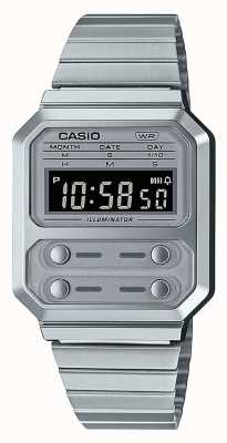 Casio Коллекция старинных цифровых часов из нержавеющей стали A100WE-7BEF