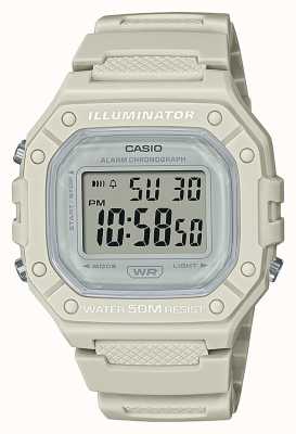 Casio Коллекционные цифровые часы с кремовым полимерным ремешком W-218HC-8AVEF