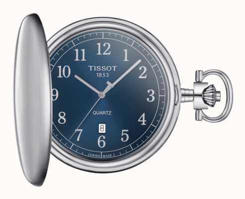 Tissot Кварцевые карманные часы Savonnette с синим циферблатом T8624101904200