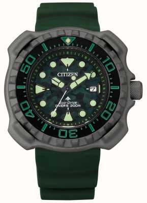 Citizen Мужские часы eco-drive promaster зеленый силиконовый ремешок wr200 BN0228-06W