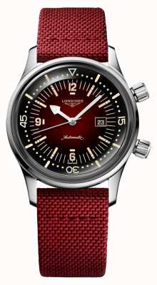 LONGINES Часы Legend diver с красным тканевым ремешком L33744402