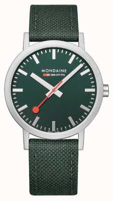 Mondaine Классические часы диаметром 36 мм с текстильным ремешком темно-зеленого цвета A660.30314.60SBF