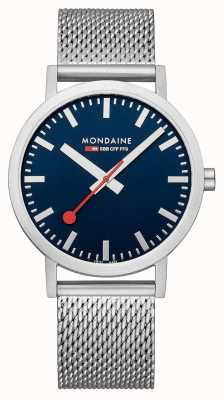 Mondaine Классические часы с синим циферблатом и стальной сеткой диаметром 40 мм. A660.30360.40SBJ
