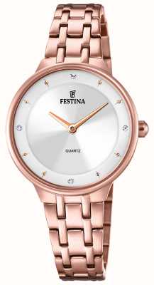 estina Дамская роза-pltd. часы с комплектом cz и стальным браслетом F20602/1