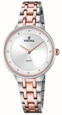estina Дамская роза-плт. часы с наборами из фианитов и стальным браслетом F20626/1