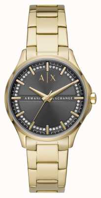 Armani Exchange женские | циферблат из серого кристалла | золотой браслет из нержавеющей стали AX5257