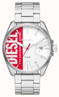 Diesel Мужские часы ms9 из нержавеющей стали с красным и белым циферблатом DZ1992