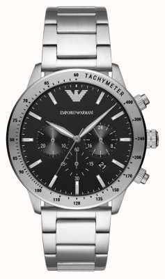 Emporio Armani мужские | черный циферблат хронографа | браслет из нержавеющей стали AR11241