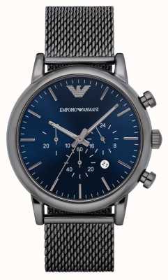 Emporio Armani мужские | синий циферблат хронографа | сетчатый браслет из бронзовой стали AR1979