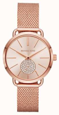 Michael Kors часы Portia с сетчатым браслетом в тон розового золота MK3845