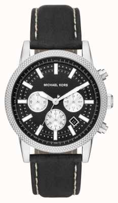 Michael Kors Мужские часы Hutton с хронографом на черном кожаном ремешке MK8956