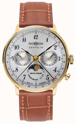 Zeppelin Lz129 хинденбург женские часы | коричневый кожаный ремешок | золотой футляр 7039-1