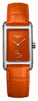 LONGINES Часы Dolcevita с оранжевым циферблатом и оранжевым кожаным ремешком L55124922