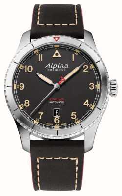 Alpina Стартовый пилот | черный циферблат | коричневый кожаный ремешок AL-525BBG4S26