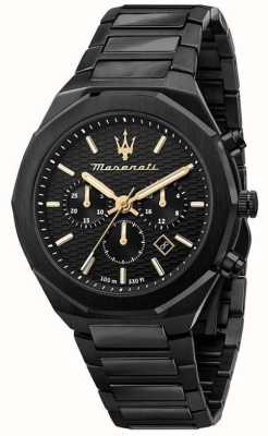 Maserati Мужской стиль | черный циферблат хронографа | черный браслет из нержавеющей стали R8873642005