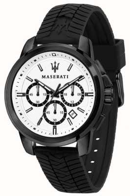 Maserati Мужская преемственность | белый циферблат хронографа | черный силиконовый ремешок R8871621010