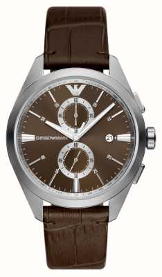Emporio Armani Мужские часы с коричневым циферблатом и коричневым кожаным ремешком AR11482