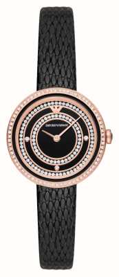Emporio Armani Женские часы с кристаллами и черным циферблатом AR11493