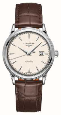 LONGINES Флагманские мужские часы с коричневым кожаным ремешком L49844792